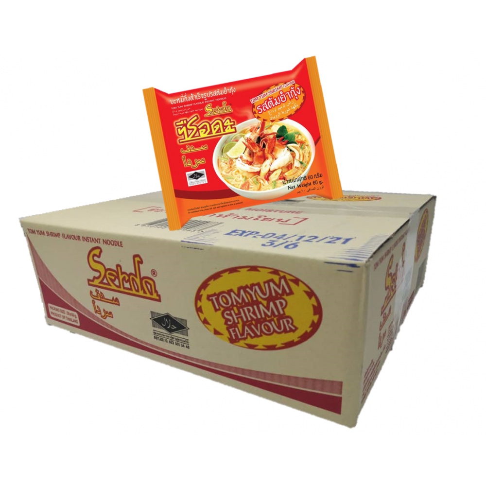 [BOX] NEW SERDA Instant Noodles Tom Yum Shrimp Flavour (60gx5pktsx6bags) - Halal