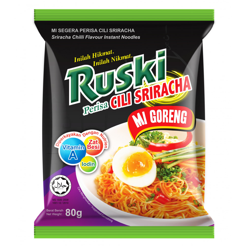 RUSKI Cili Sriracha Mi Goreng (80gx5) Halal – Malaysia RUSKI Cili Sriracha Mi Goreng (80gx5) Halal – Malaysia
