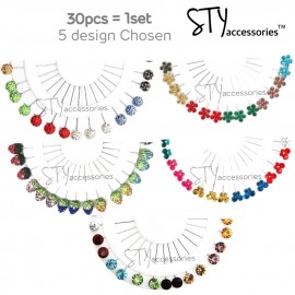 image of Iris 30pcs Swarovski Colourful Butterfly Strawberry Flower Diamond Ball Pin Shawl Tudung Hijab Pin Jarum Peniti Hijab Pins Tudung pin Muslim Hijab Scarf Pins Scarf Clip Scarf Ring Scarves Buckle Shawl Ring Bawal Tudung Brooches Brooch