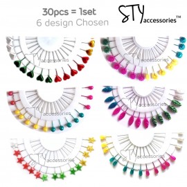image of Ida 30pcs Colourful Pin Shawl Tudung Hijab Pin Jarum Peniti Hijab Pins Tudung pin Muslim Hijab Scarf Pins Scarf Clip
