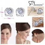 Eberta 925 Silver Plated White Gold Earing Studs Anting Birthday Gift