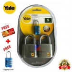 Yale Y120/50/127/2 Satin Chrome Padlock/Mangga Keyed Alike System -50mm x 2pcs