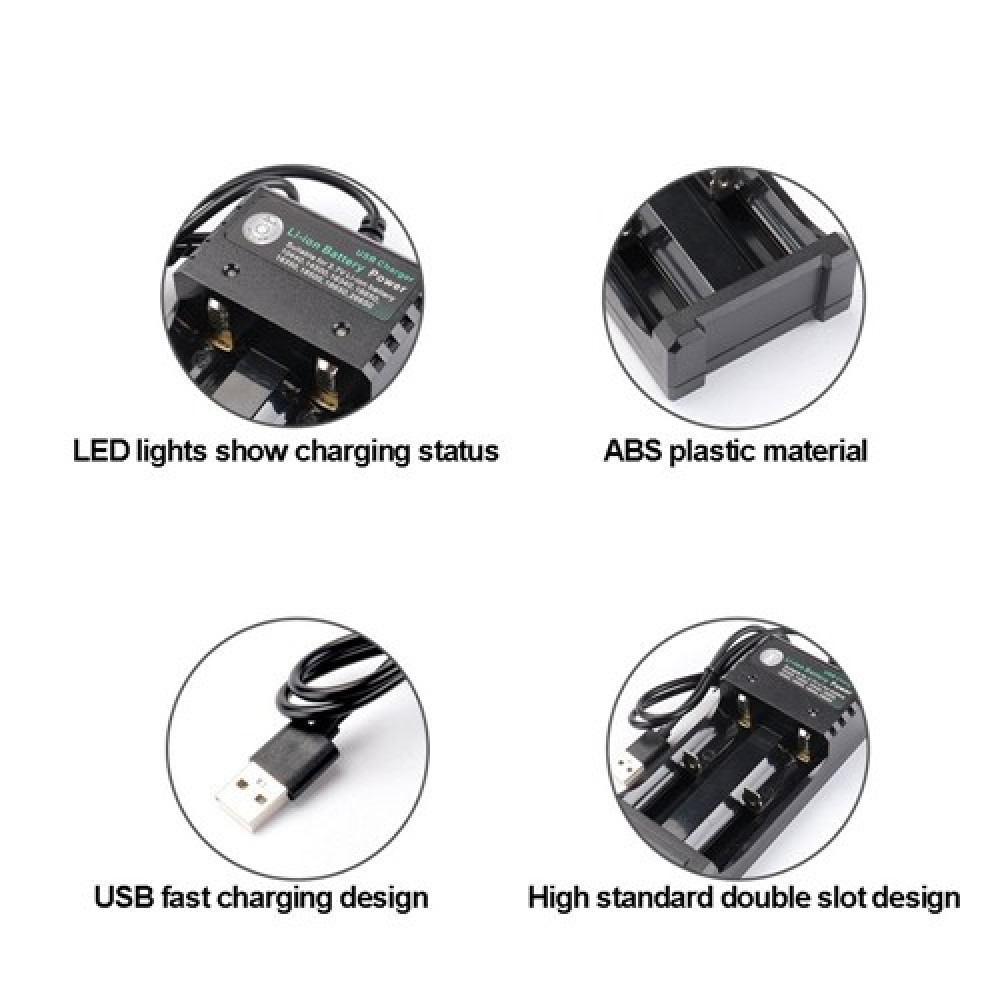Universal 3.7/4.2V Dual Slot Lithium Battery Charger for 18650 26650 14500 16340 