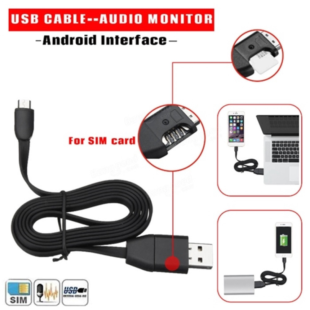 S8 GSM Spy Audio Listener Lightning + Micro USB Charging Cable