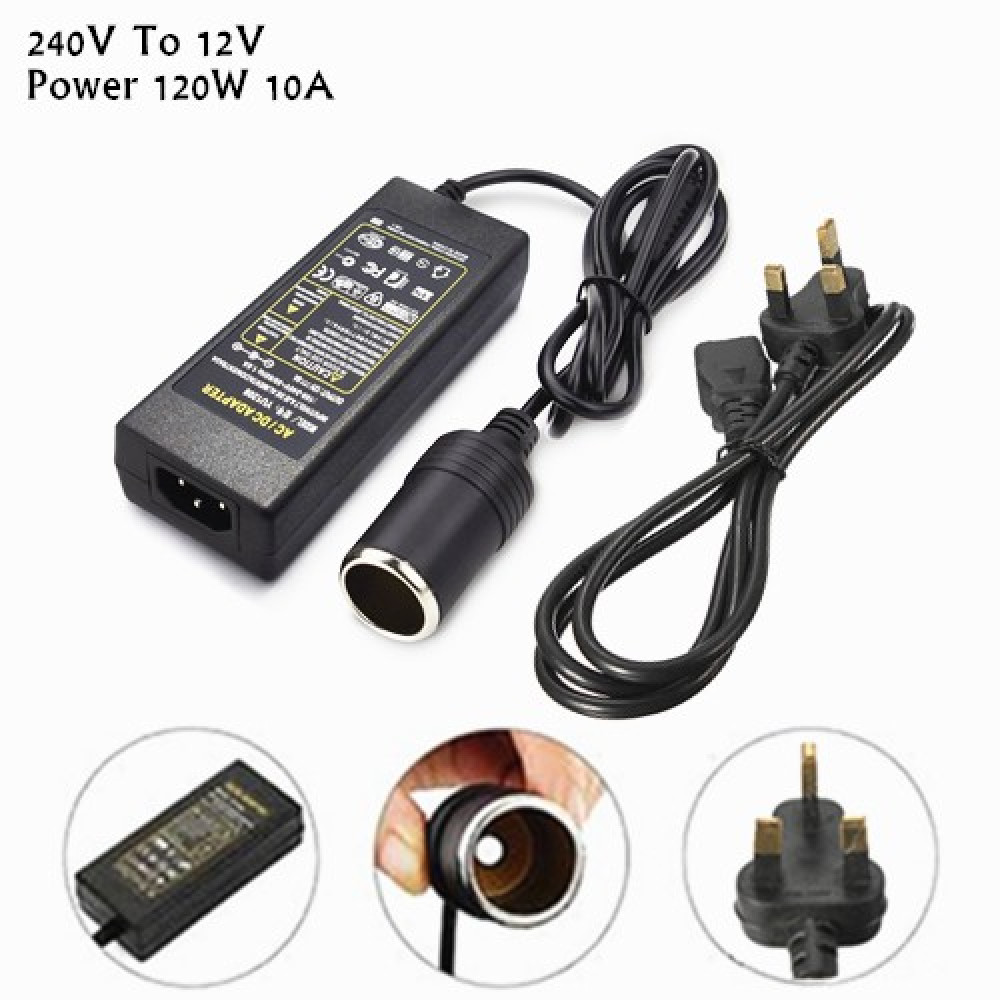 240V To 12V Car Cigarette Lighter 120W/10A Power Converter