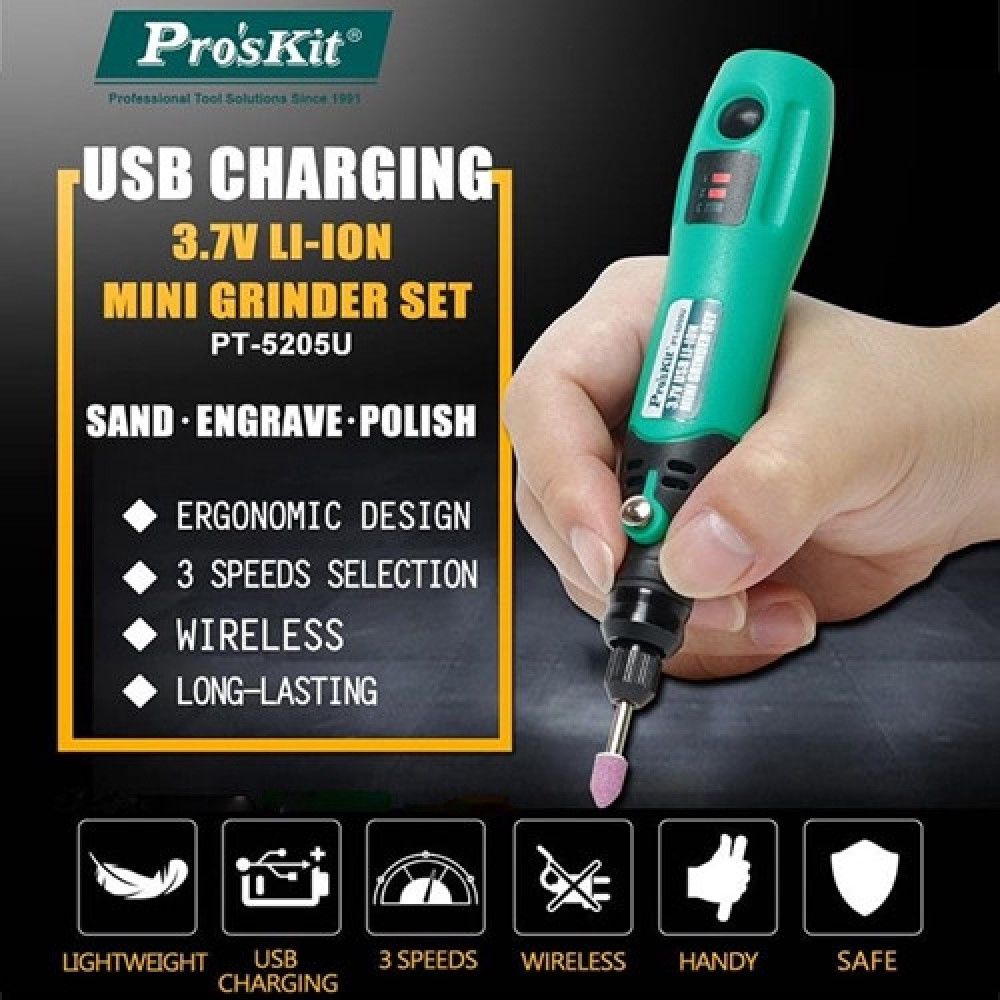 Pro'sKit PT-5205U 3.7V USB Charging Electric Grinder Set Pro'sKit PT-5205U 3.7V USB Charging Electric Grinder Set