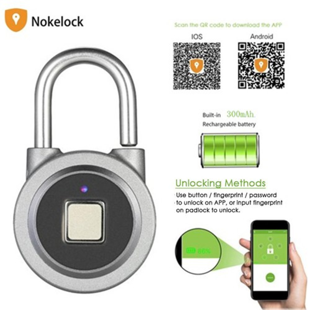 NOKELOCK FB50 Keyless Fingerprint Bluetooth Smart Padlock NOKELOCK FB50 Keyless Fingerprint Bluetooth Smart Padlock