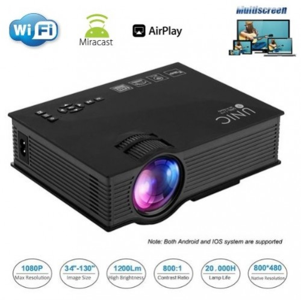 UNIC UC68 Home & Office WiFi LED Projector - 1200 Lumens
