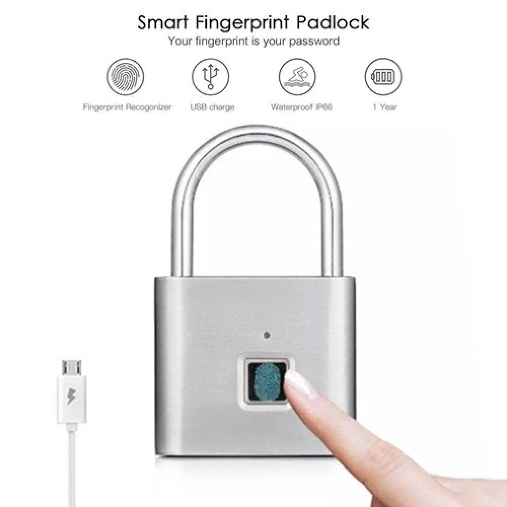 HK408 Rechargeable IP66 Waterproof Keyless Fingerprint Padlock