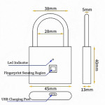 HK408 Rechargeable IP66 Waterproof Keyless Fingerprint Padlock