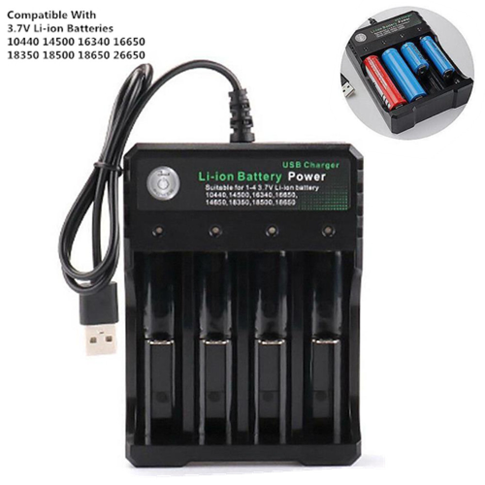 Universal 4 Slot 14500/16340/18650/26650/AAA/AA USB 3.7v Li-ion Battery Charger