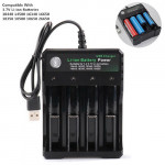 Universal 4 Slot 14500/16340/18650/26650/AAA/AA USB 3.7v Li-ion Battery Charger