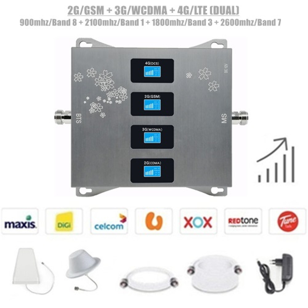 2G/GSM 3G/WCDMA 4G/LTE Band 8,1,3,7 Quad Band Mobile Signal Booster Repeater 2G/GSM 3G/WCDMA 4G/LTE Band 8,1,3,7 Quad Band Mobile Signal Booster Repeater