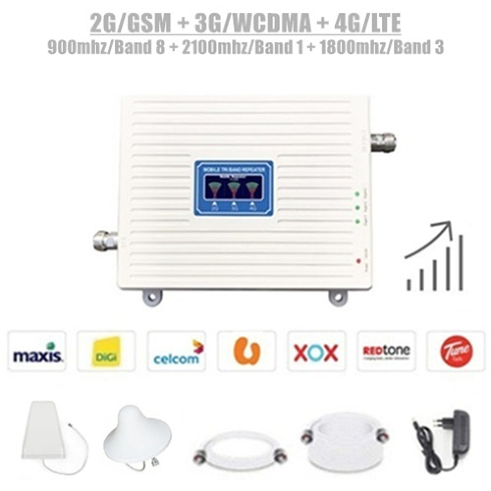 2G/GSM 3G/WCDMA 4G/LTE Band 8,1,3 Tri Band Mobile Signal Booster Repeater