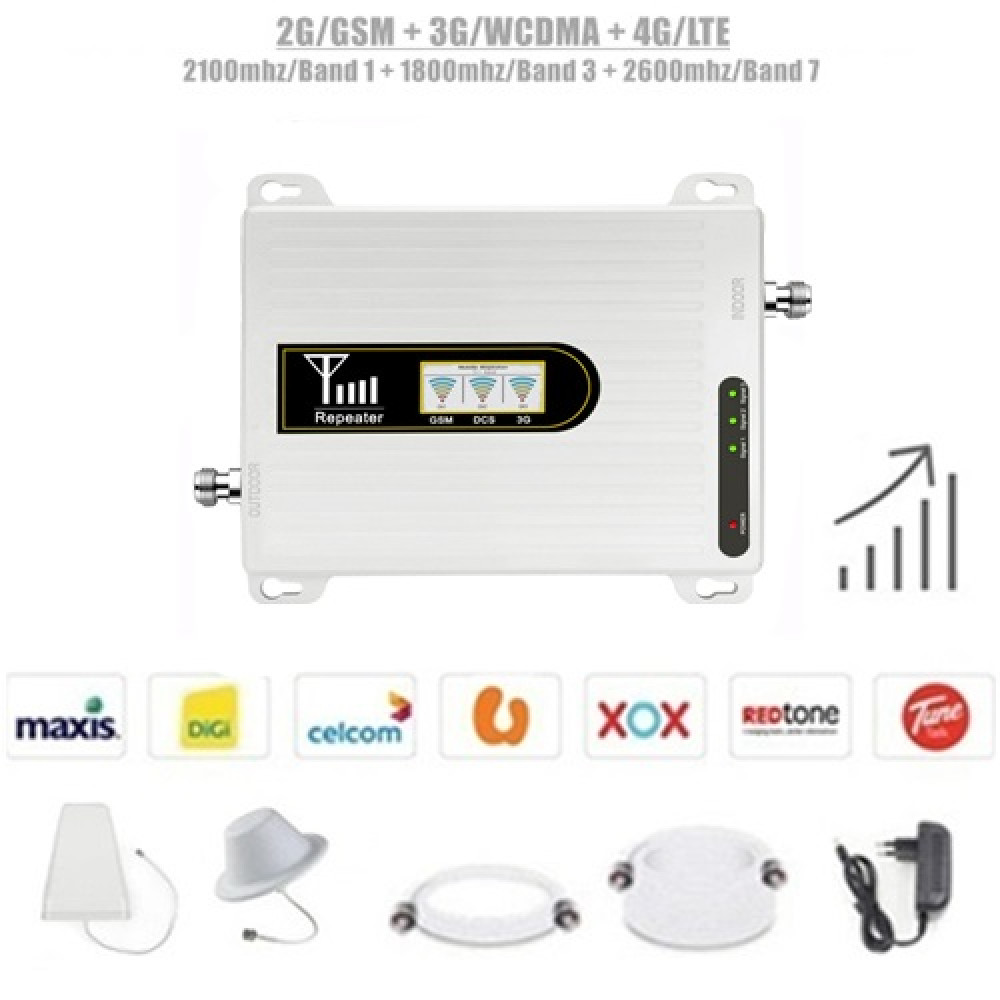 2G/GSM 3G/WCDMA 4G/LTE Band 1,3,7 Tri Band Mobile Signal Booster Repeater