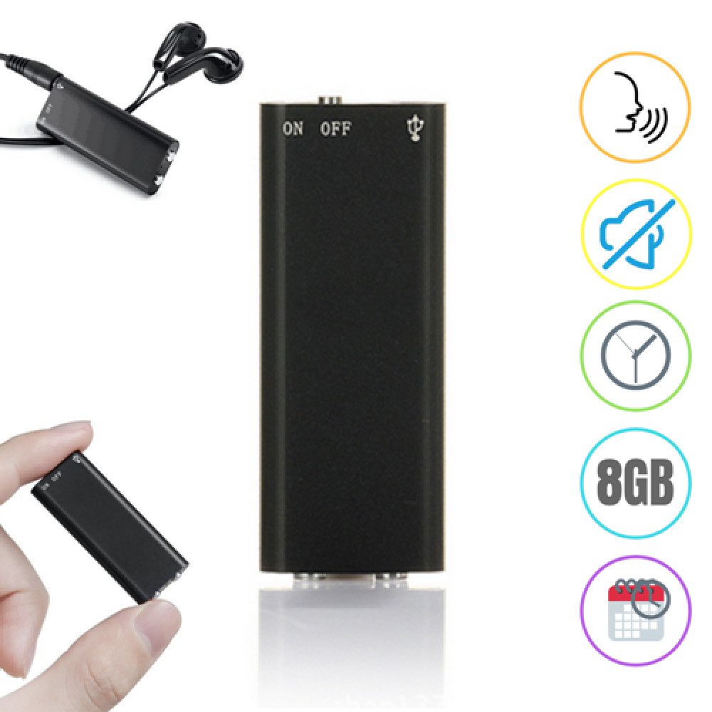 3 In 1 USB Flash Drive MP3 Player Mini Spy Voice Recorder - 8GB