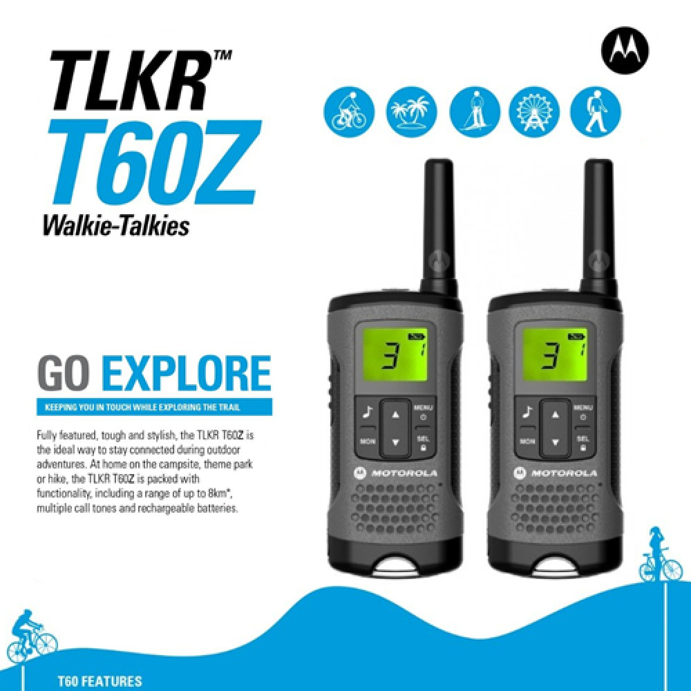 MOTOROLA TLKR T60Z UHF 500mw Mini Walkie Talkie (Twinpack) - 2KM