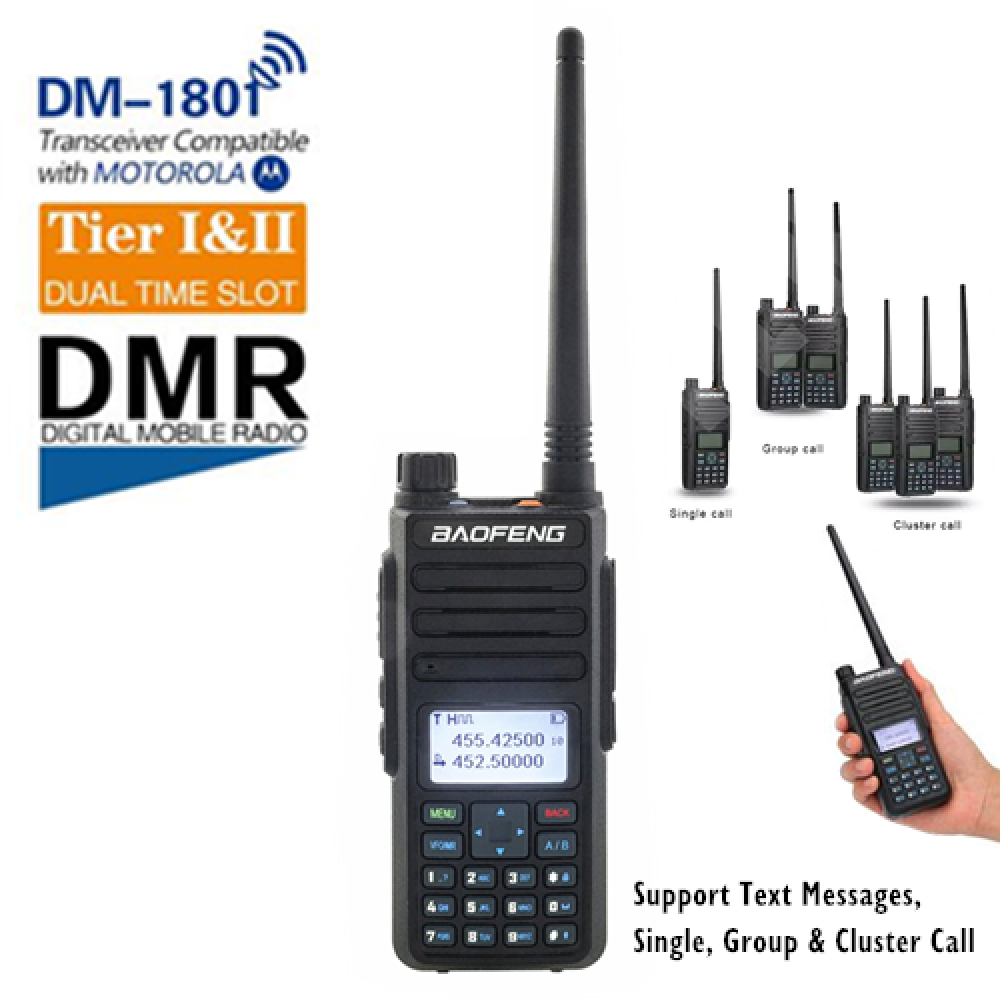 BAOFENG DM-1801 DMR Digital/Analog Dual Band 5W Walkie Talkie - 5KM BAOFENG DM-1801 DMR Digital/Analog Dual Band 5W Walkie Talkie - 5KM
