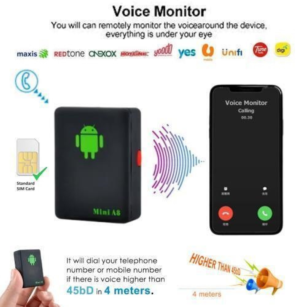 A8 Mini GSM Spy Audio Bug Listener A8 Mini GSM Spy Audio Bug Listener