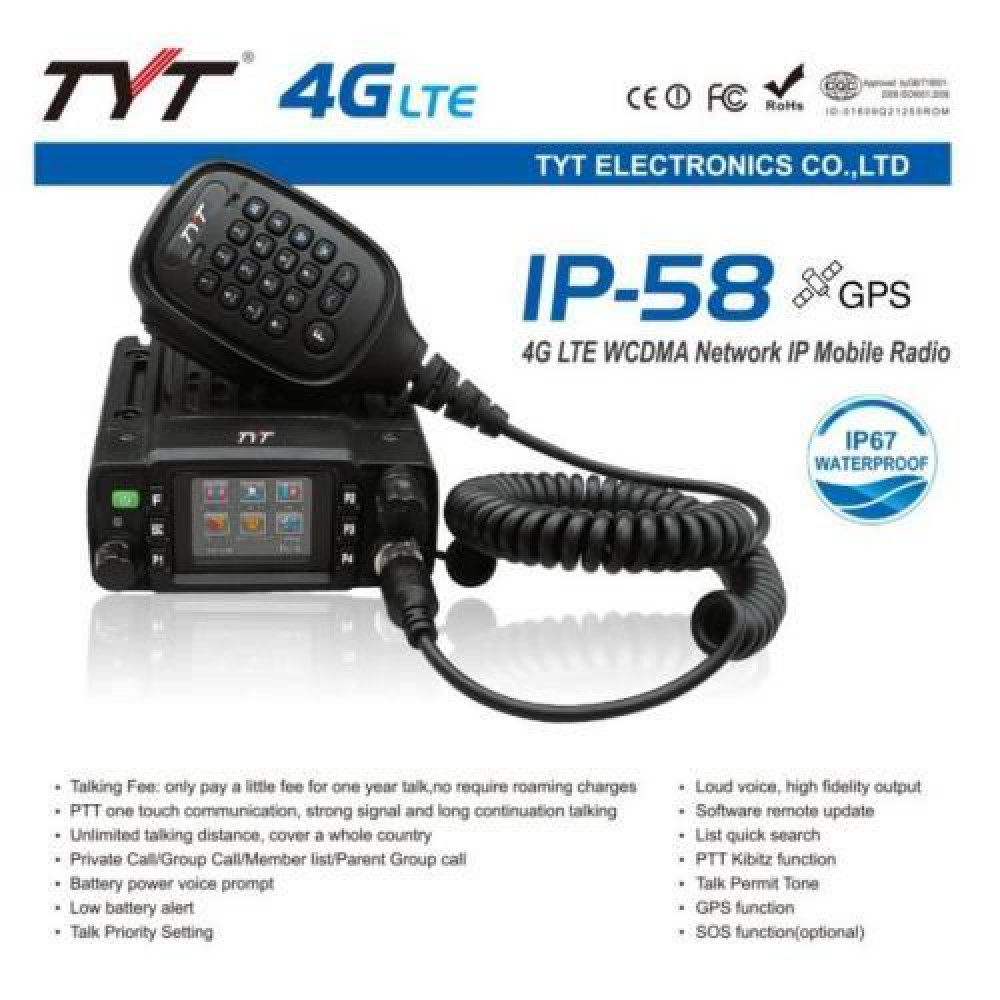 TYT IP-58 4G LTE GPS Network POC Mobile Radio