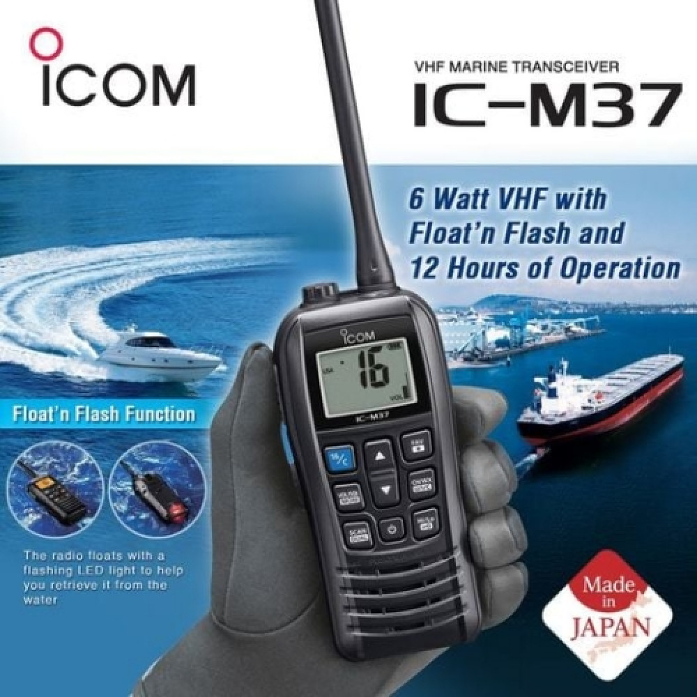 ICOM IC-M37 VHF 6W IPX7 Floating Marine Radio Walkie Talkie - 6KM ICOM IC-M37 VHF 6W IPX7 Floating Marine Radio Walkie Talkie - 6KM