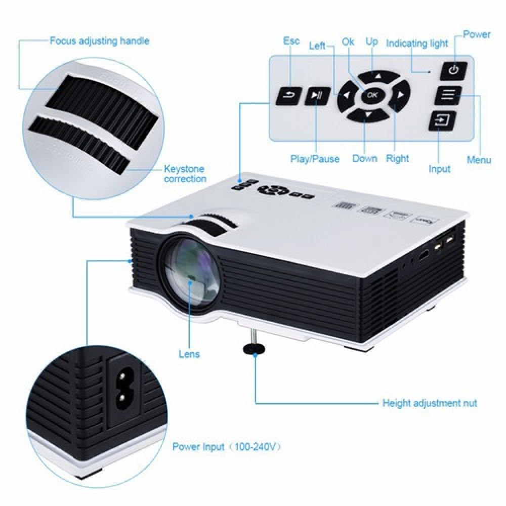 UNIC UC40+ Home & Office LED Projector 800 Lumens