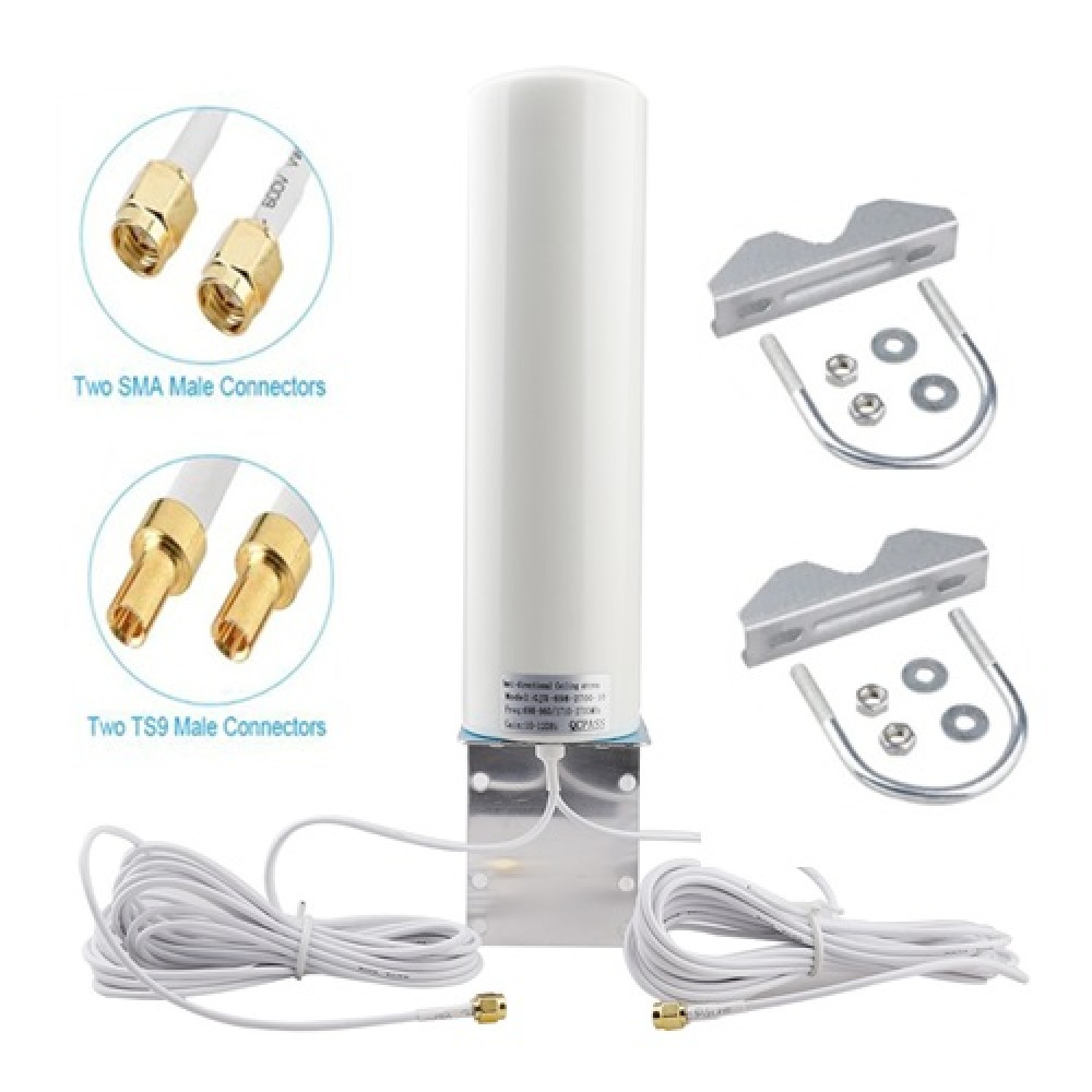 4G LTE 12dBi SMA/TS9 Male Dual Connector OmniDirectional Antenna