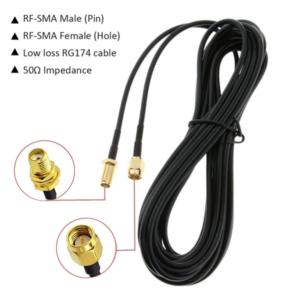 RFSMA Male To RFSMA Female WiFi Antenna Extension Cable