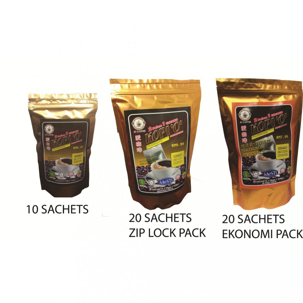 AI COFFEE 2 IN 1 KOPI 'O' 10&20SACHETS (HALAL & SUITABLE FOR VEGETARIAN) AI COFFEE 2 IN 1 KOPI 'O' 10&20SACHETS (HALAL & SUITABLE FOR VEGETARIAN)
