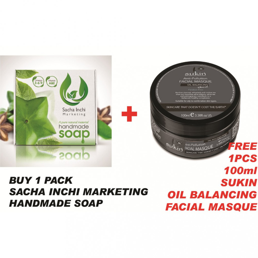 Sacha Inchi Natural Enzyme Handmade Soap FREE SUKIN OIL BALANCING FACIAL MASQUE Sacha Inchi Natural Enzyme Handmade Soap FREE SUKIN OIL BALANCING FACIAL MASQUE