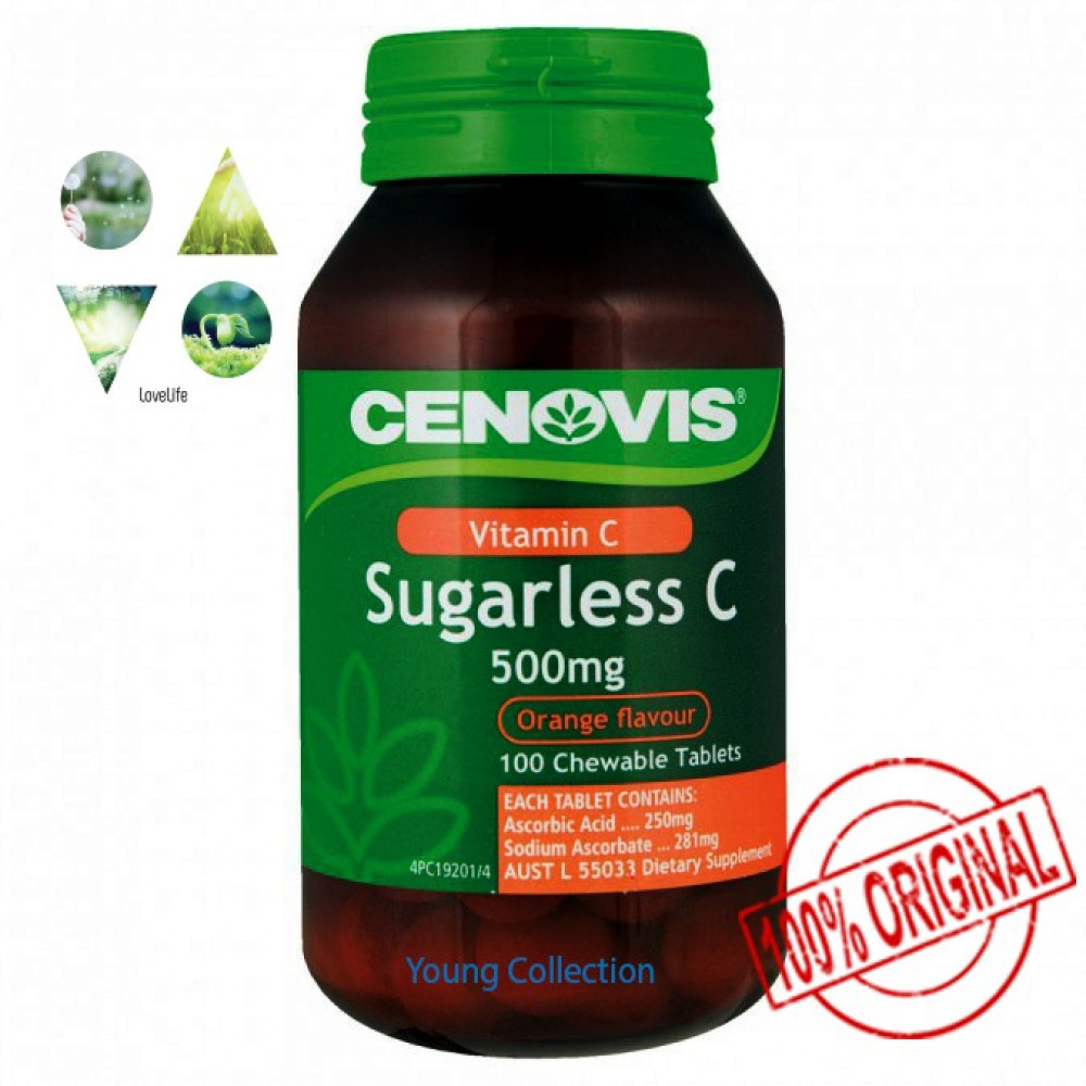 Cenovis Sugarless C 500mg Orange Flavour 100 TABLETS AUSTRALIA IMPORT EXPNOV2019
