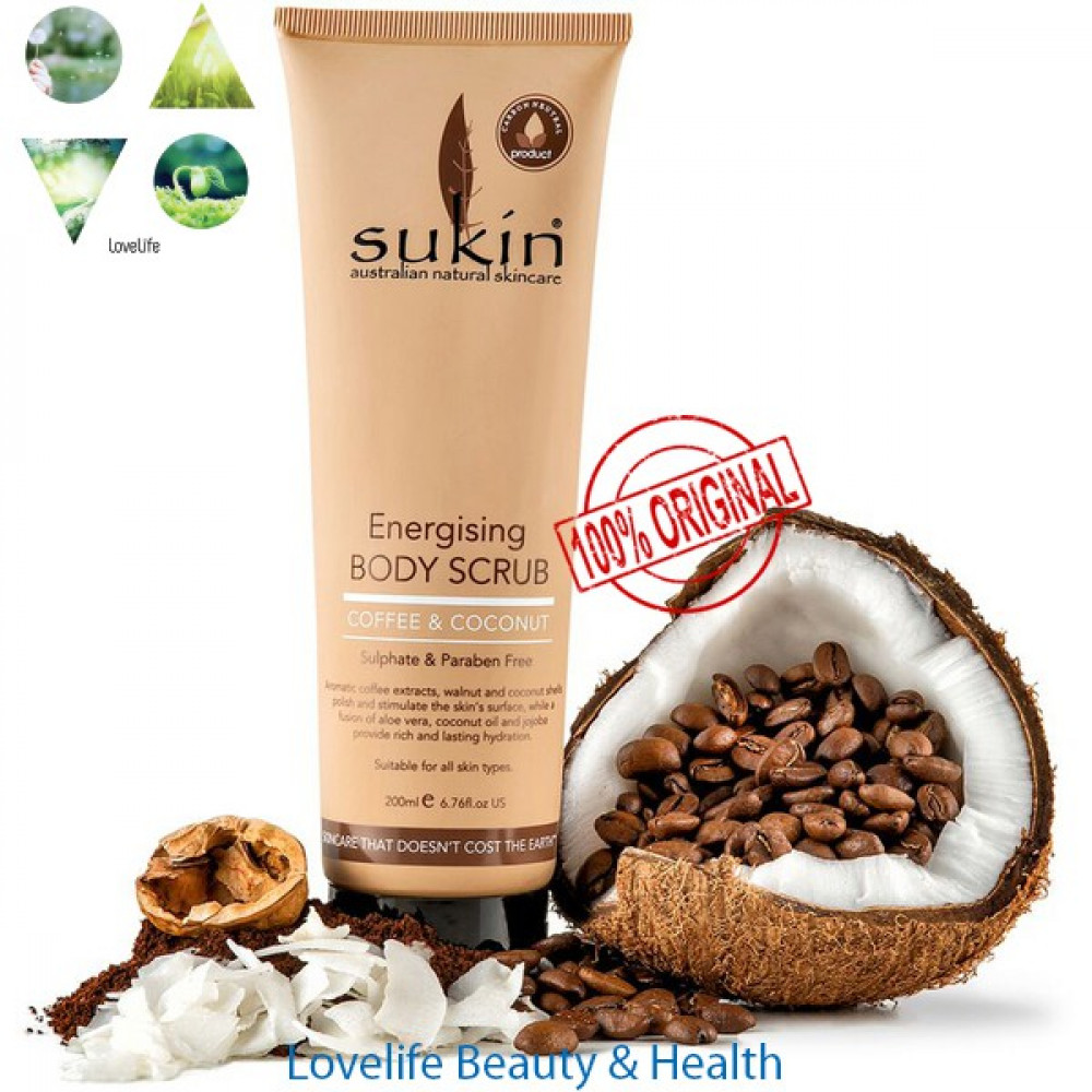Sukin Energising Body Scrub - Coffee And Coconut 200ml