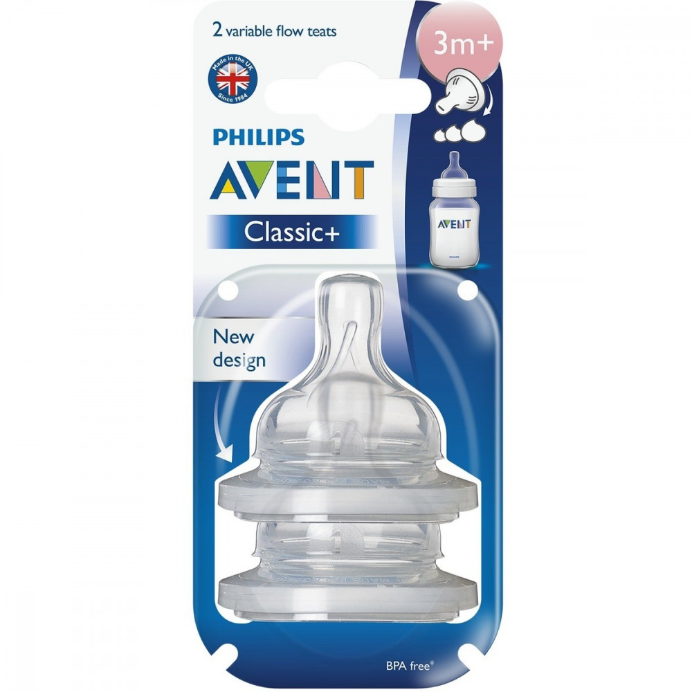 AVENT CLASSIC 2 VARIABLE FLOW TEATS 3M+ AVENT CLASSIC 2 VARIABLE FLOW TEATS 3M+