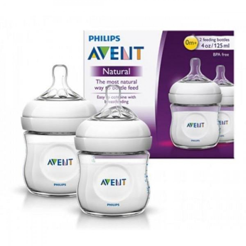 AVENT NATURAL TWIN FEEDING BOTTLE 125ML/4 OZ-WHITE AVENT NATURAL TWIN FEEDING BOTTLE 125ML/4 OZ-WHITE