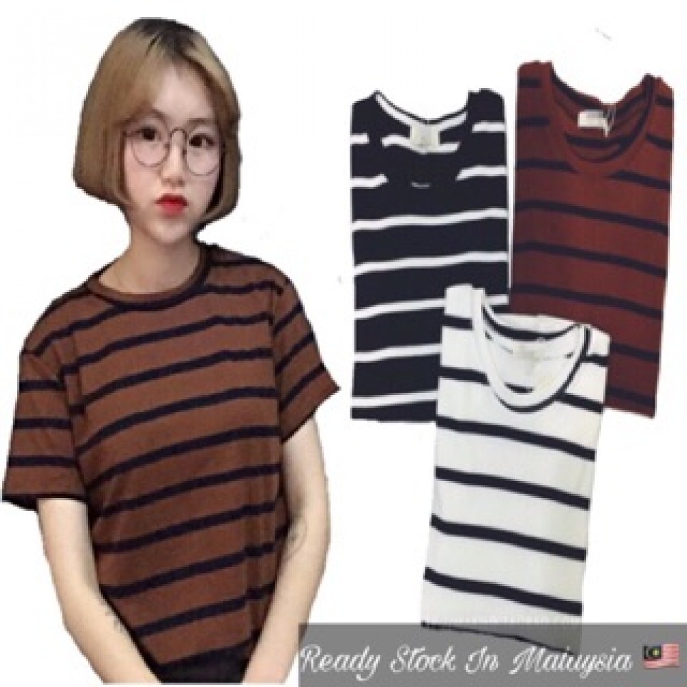 (MY Ready Stock) Korean Stripe Tee Batch 1 LH06 (MY Ready Stock) Korean Stripe Tee Batch 1 LH06