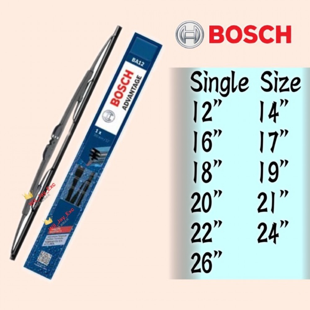 BOSCH WIPER ADVANTAGE WIPER BLADE SINGLE 12,14,16,17,18,19,20,21,22,24,26,28