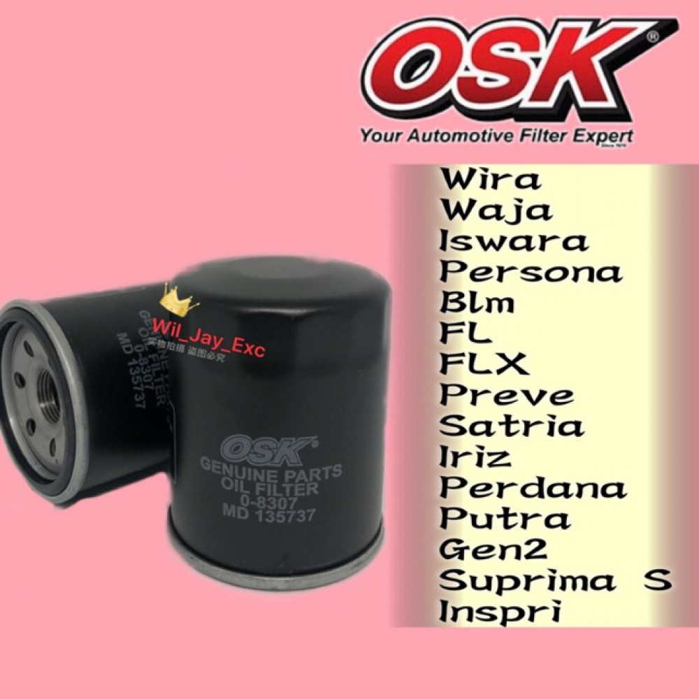 OSK PROTON OIL FILTER O-8307-WIRA,WAJA,ISWARA,PERSONA,BLM,FLX,IRIZ,KIA,HYUNDAI OSK PROTON OIL FILTER O-8307-WIRA,WAJA,ISWARA,PERSONA,BLM,FLX,IRIZ,KIA,HYUNDAI