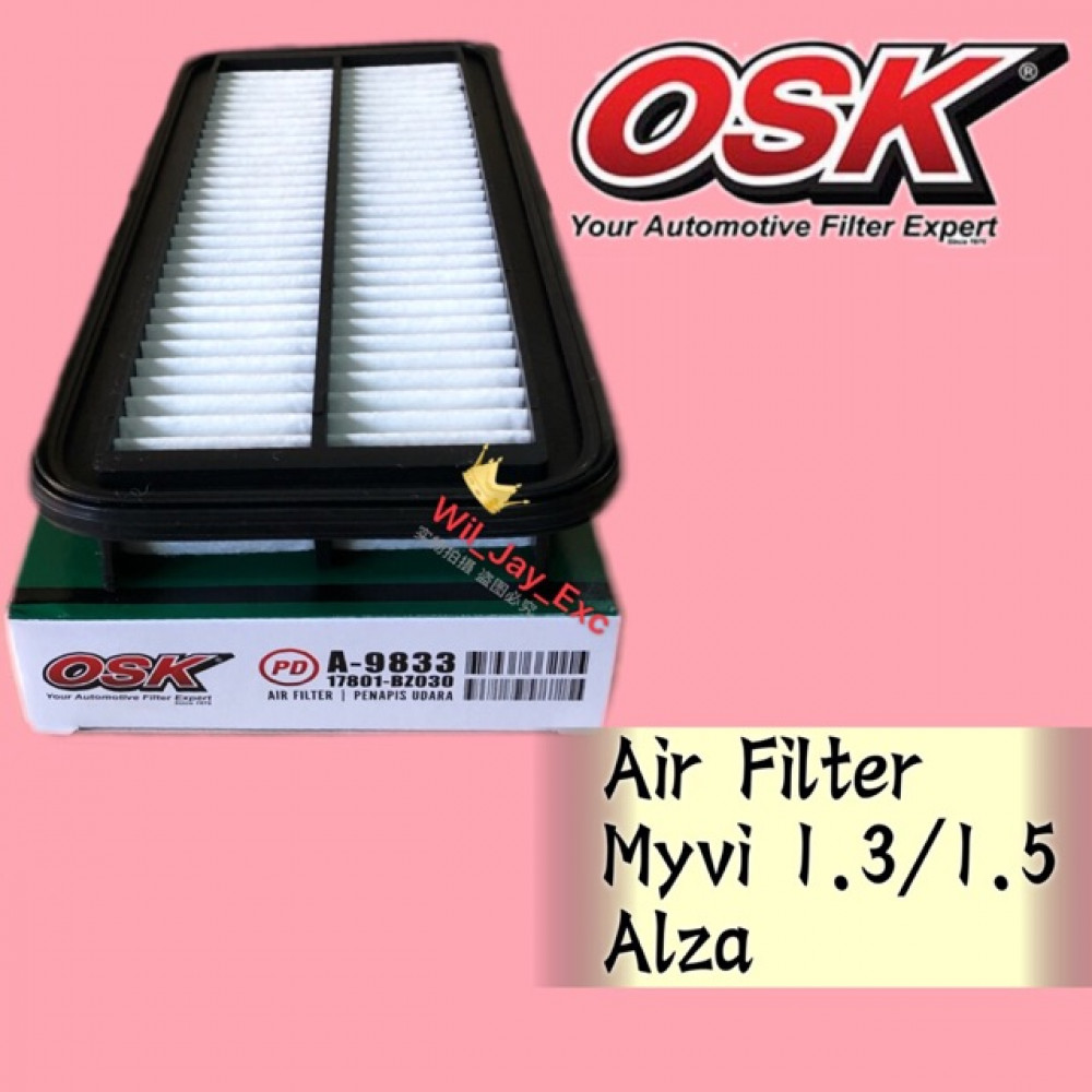 OSK AIR FILTER MYVI 1.3cc/ 1.5cc, ALZA (17801-BZ030) A-9833 OSK AIR FILTER MYVI 1.3cc/ 1.5cc, ALZA (17801-BZ030) A-9833
