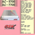 OSK CABIN FILTER 3700 NAVARA NP300,TEANA,X-TRAIL,MURANO,SERENA,CEFIRO,ASX,LANCER,EVO,INSPIRA,OUTLANDER, 