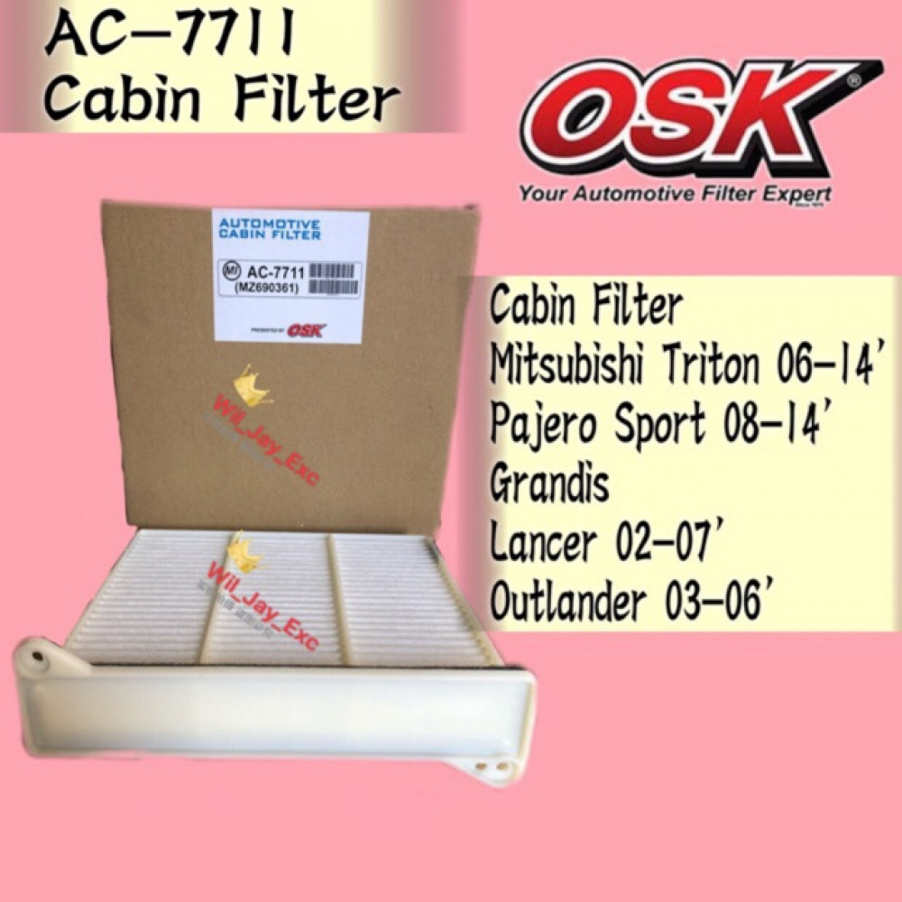 OSK CABIN FILTER MITSUBISHI TRITON, PAJERO SPORT,GRANDIS AC-7711 AIR COND FILTER OSK CABIN FILTER MITSUBISHI TRITON, PAJERO SPORT,GRANDIS AC-7711 AIR COND FILTER