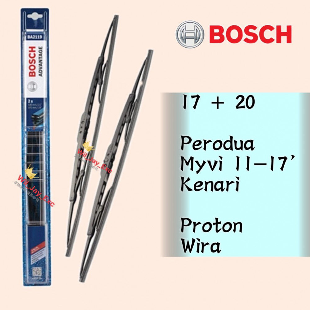 BOSCH WIPER ADVANTAGE WIPER BLADE 17 + 20 MYVI,11-17,KENARI,WIRA