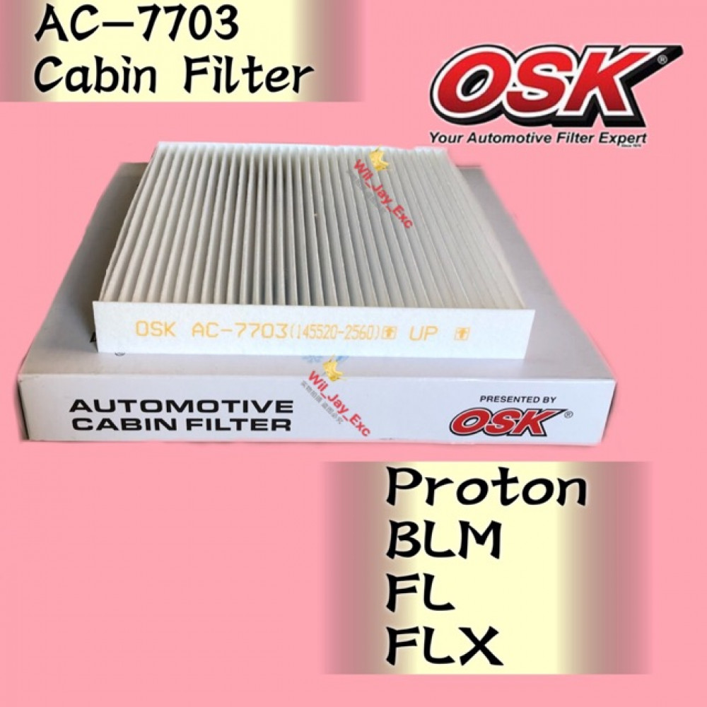 OSK CABIN FILTER AC-7703 BLM, FL, FLX AIR COND FIlTER OSK CABIN FILTER AC-7703 BLM, FL, FLX AIR COND FIlTER