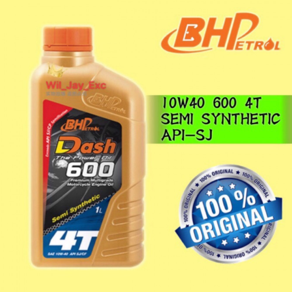 1 LITER BHP DASH 600 4T 10W40 (SEMI SYNTHETIC) MOTORCYLE OIL