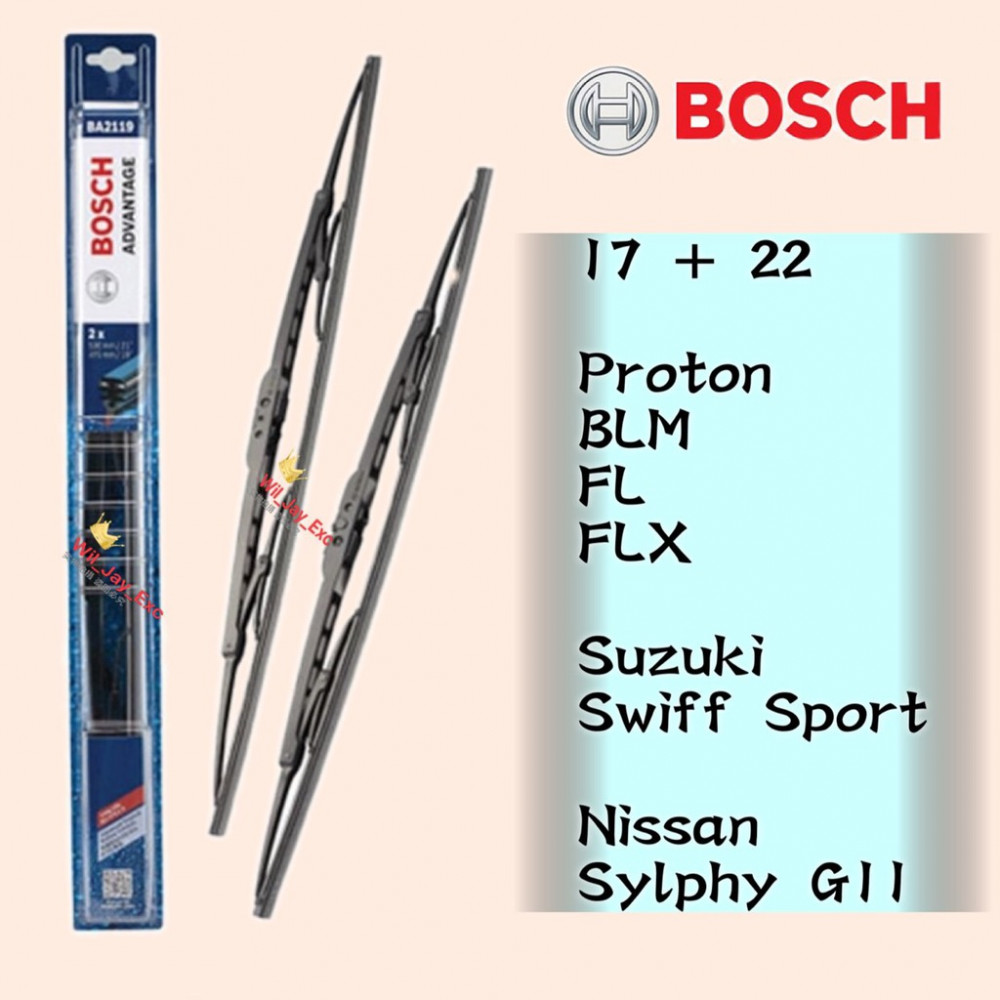 BOSCH WIPER ADVANTAGE WIPER BLADE 17 + 22 BLM,FL,FLX,SWIFT SPORT,SLYPHY G11