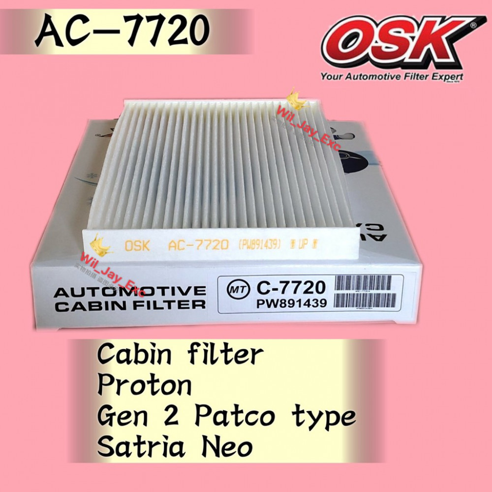OSK CABIN FILTER AC-7720 PROTON GEN2 GEN 2 PATCO TYPE,SATRIA NEO PATCO AIRCOND FILTER OSK CABIN FILTER AC-7720 PROTON GEN2 GEN 2 PATCO TYPE,SATRIA NEO PATCO AIRCOND FILTER