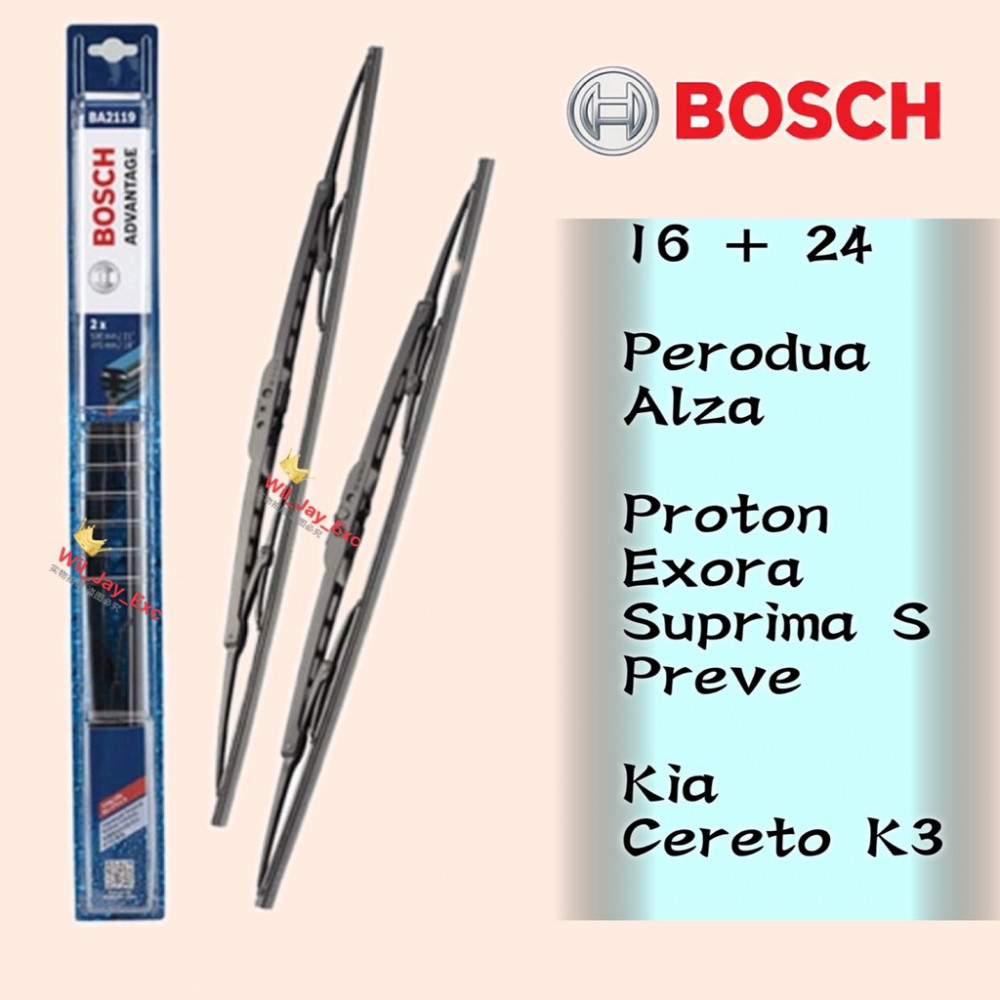 BOSCH WIPER ADVANTAGE WIPER BLADE 16 + 24 ALZA,EXORA.SUPRIMA S,PREVE,K3 BOSCH WIPER ADVANTAGE WIPER BLADE 16 + 24 ALZA,EXORA.SUPRIMA S,PREVE,K3