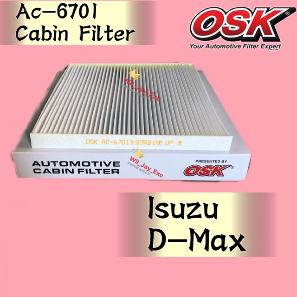 OSK CABIN FILTER AC-6701 ISUZU D-MAX 2002-2012 AUR COND FILTER DMAX OSK CABIN FILTER AC-6701 ISUZU D-MAX 2002-2012 AUR COND FILTER DMAX