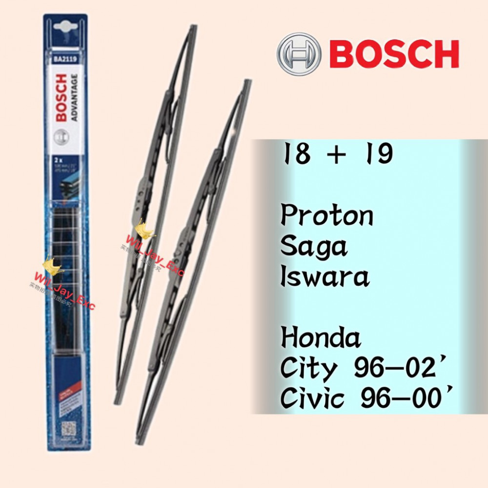 BOSCH WIPER ADVANTAGE WIPER BLADE 18 + 19 SAGA,ISWARA,CITY,CIVIC