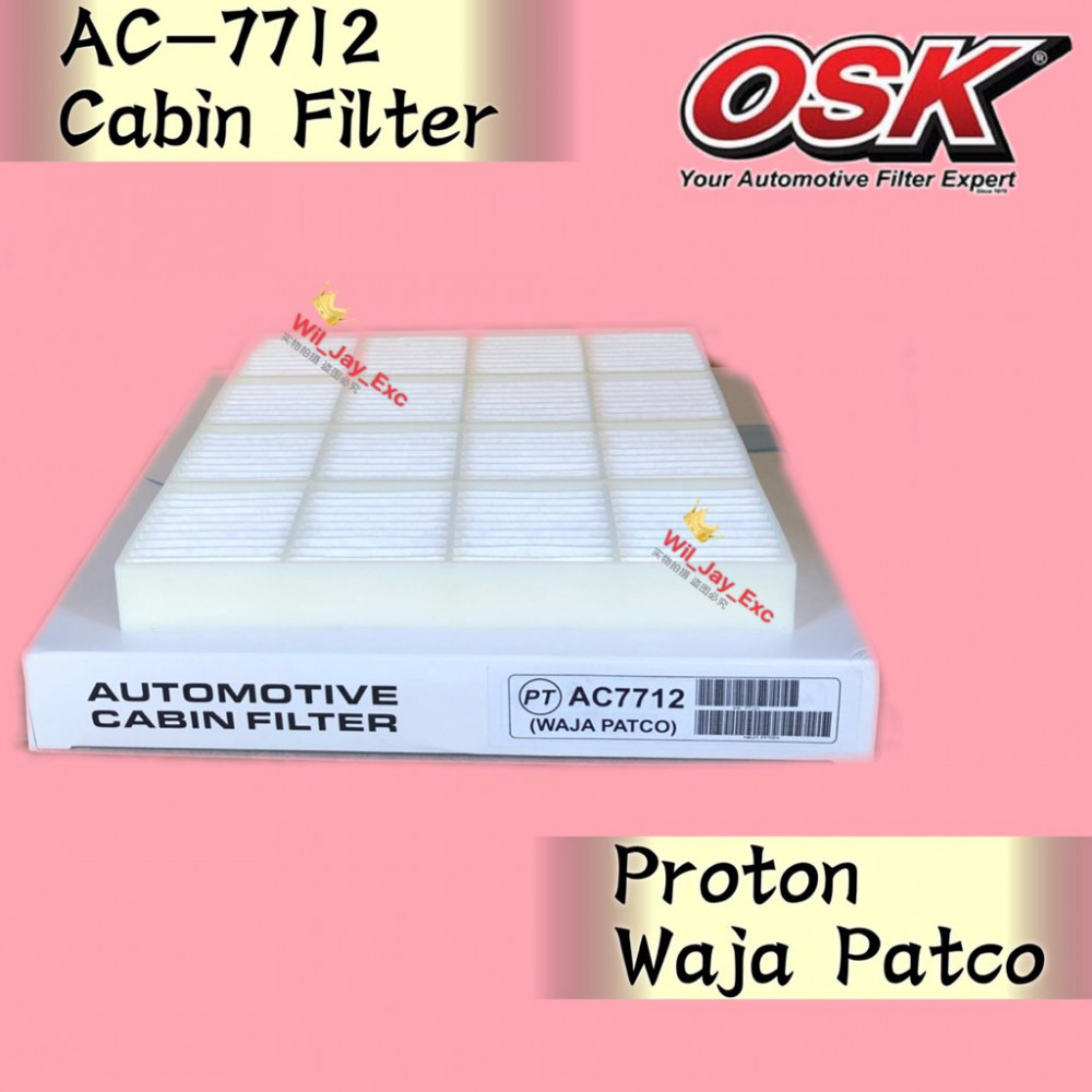 OSK CABIN FILTER WAJA PATCO TYPE AC-7712 AIR COND FILTER OSK CABIN FILTER WAJA PATCO TYPE AC-7712 AIR COND FILTER