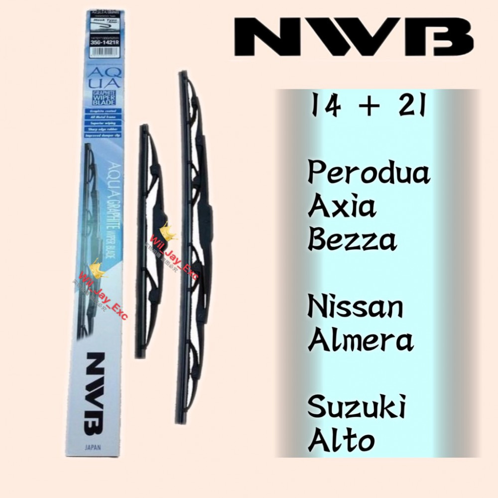 NWB GRAPHITE WIPER BLADE AQUA JAPAN (14"+21")(ALMERA,ALTO,BEZZA,AXIA) NWB GRAPHITE WIPER BLADE AQUA JAPAN (14"+21")(ALMERA,ALTO,BEZZA,AXIA)